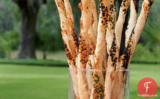 Cheddar-and-Black Sesame Cheese Straws