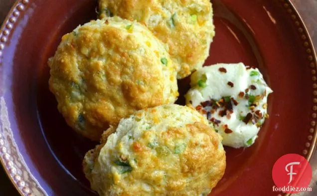Cheddar Scallion Scones with Jalapeno Agave Butter