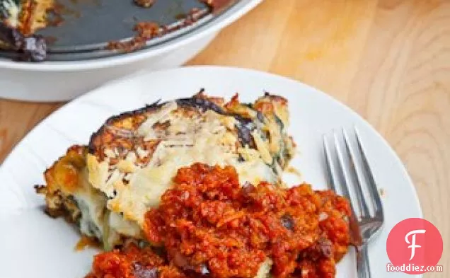 Eggplant Tortino in a Kalamata Olive Marinara Sauce