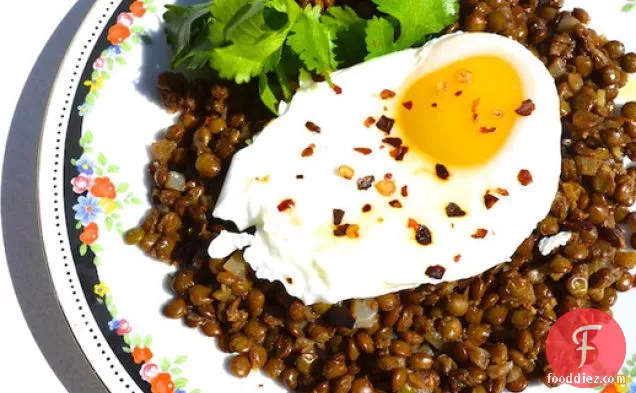 Poached Eggs with Spiced Lentils