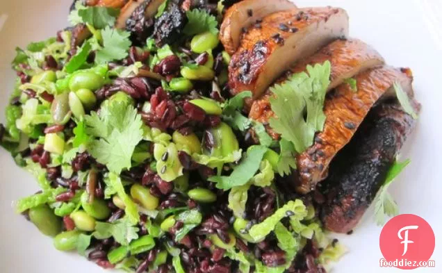 Miso-Charred Mushrooms and Black Rice Salad