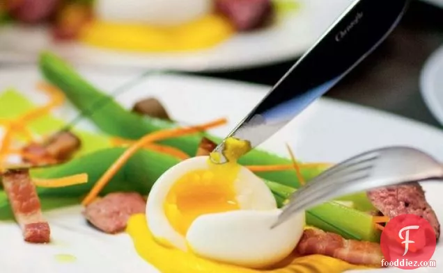 Modern Salade Lyonnaise With Leeks, Lardons, and Oeuf Mollet From 'Daniel