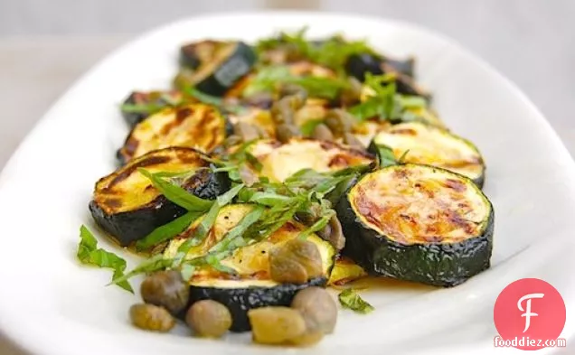 Grilled Zucchini with Capers, Basil and Lemon