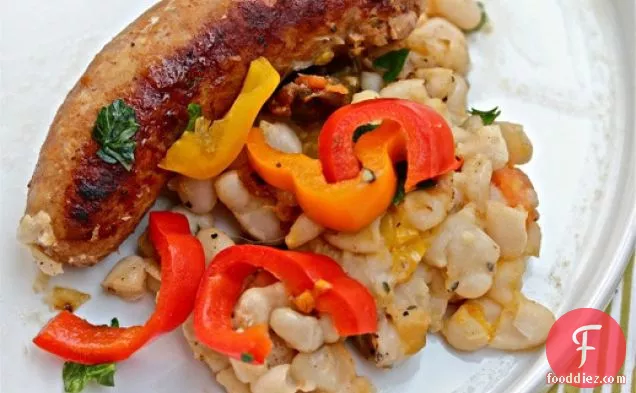 Italian Sausage with Cannellini Beans and Pickled Peppers