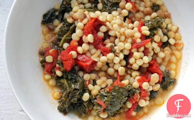 Saltie Sandwich Shop's Late-Summer Roasted Tomato Soup with Fregola and Kale