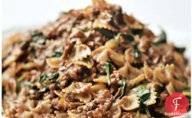 Cook the Book: Farfalle Abruzzese with Veal, Porcini, and Spinach