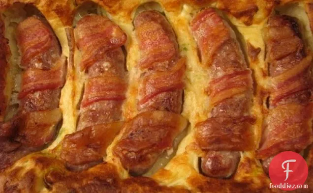 Sunday Brunch: Bacon-Wrapped Toads in a Leek-Filled Hole