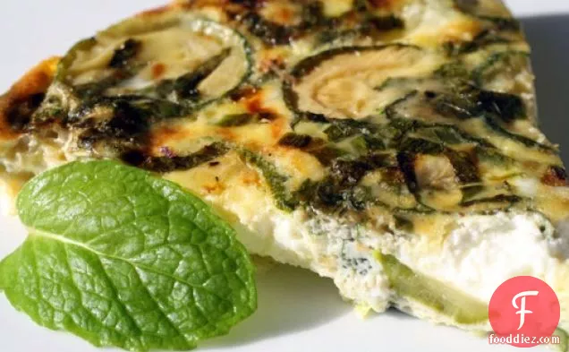 French in a Flash: Easy-Omelet with Zucchini, Goat Cheese, and Mint