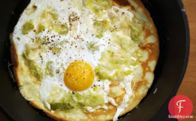 Eat for Eight Bucks: Olive Oil Crepes with Leeks and Eggs