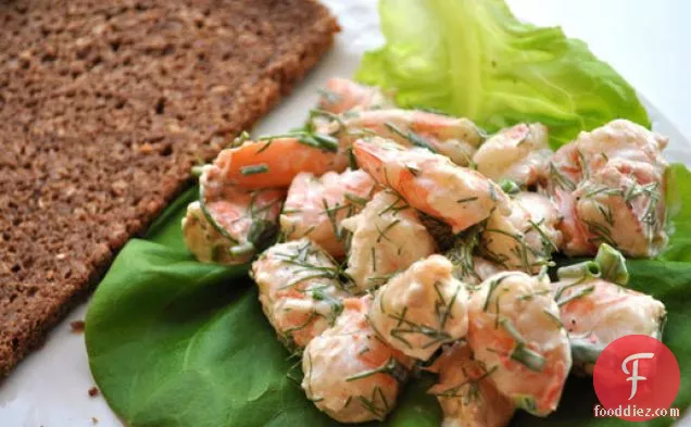 Shrimp Salad with Butter Lettuce and Pumpernickel Bread