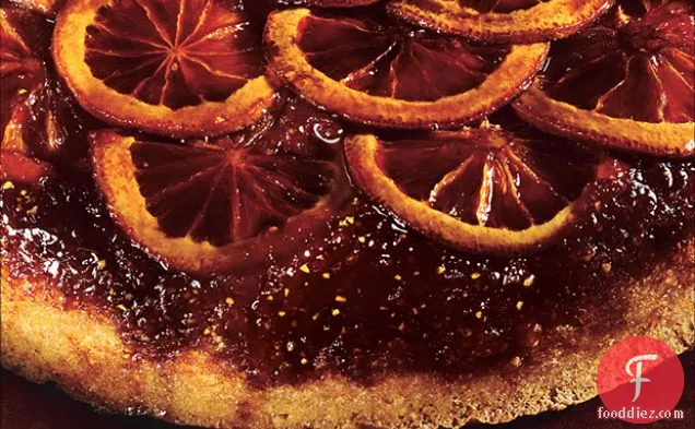 Blood Orange Polenta Upside Down-Cake with Whipped Crème Fraîche