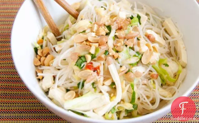 Spicy Rice Noodle Salad with Cabbage and Tofu