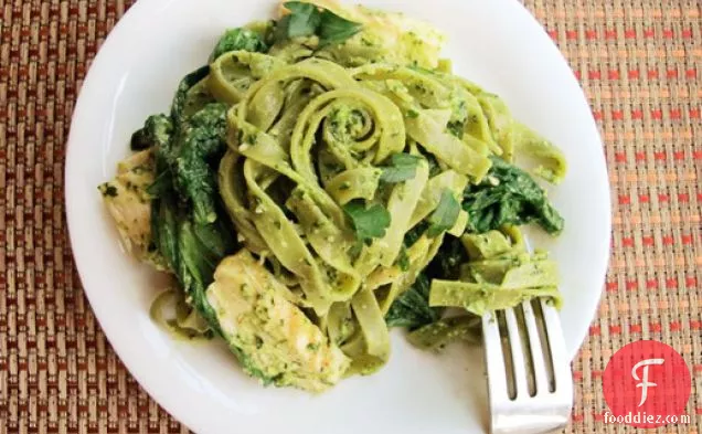 Chicken with Spinach Tagliatelle and Parsley Pesto