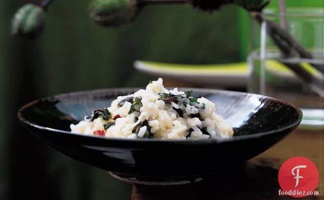 Risotto with Bitter Greens and Goat Gouda Cheese