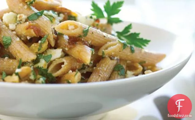 Whole-grain Penne with Walnuts, Caramelized Onions, and Ricotta Salata