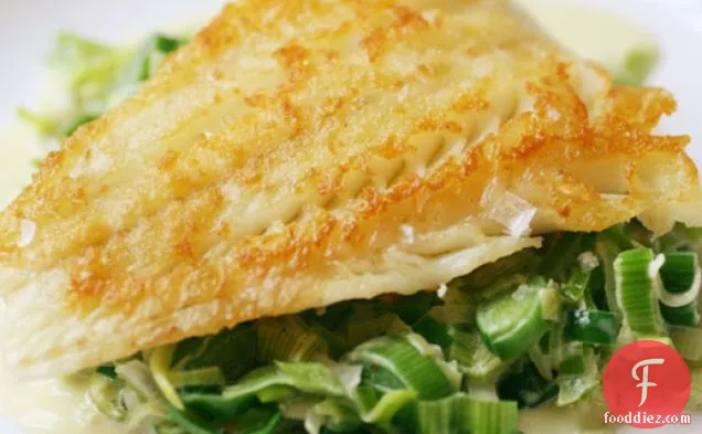 Crispy Cod Cooked 'Unilaterally' with Creamed Leeks