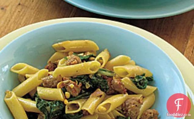 Penne With Sausage, Chard & Pine Nuts