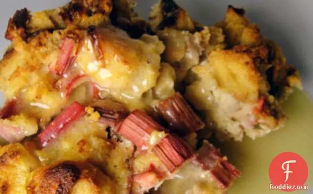 Cook the Book: Rhubarb Bread Pudding with Whiskey Sauce