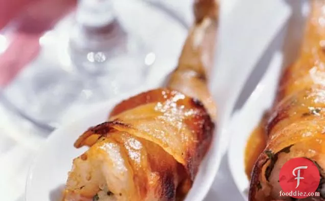 Bacon-wrapped Shrimp with Basil-Garlic Stuffing