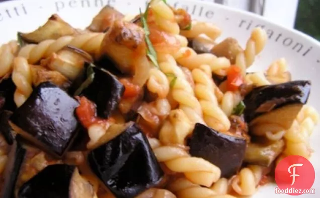 Dinner Tonight: Pasta with Roasted Eggplant and Tomato