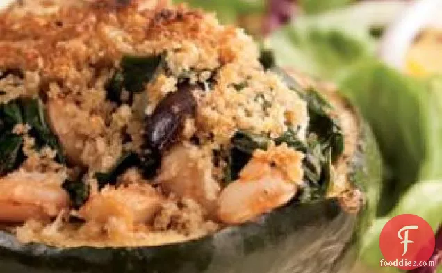 Acorn Squash Stuffed With Chard & White Beans For Two