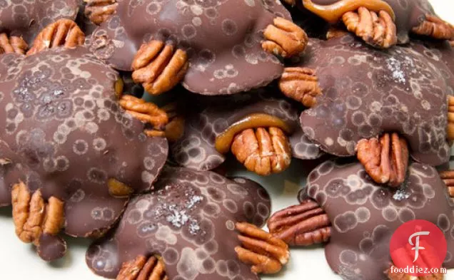 Bourbon Pecan Turtles with Fleur de Sel