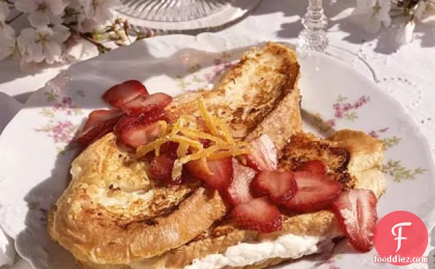 Cheese-Stuffed French Toast with Strawberry Sauce