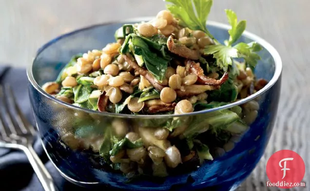 Spiced Lentils with Mushrooms and Greens