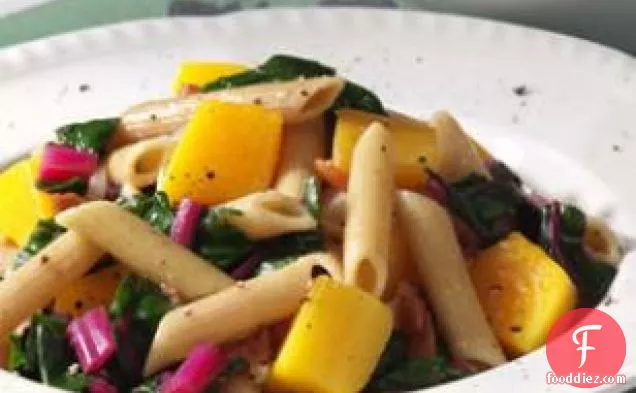 Penne With Braised Squash & Greens