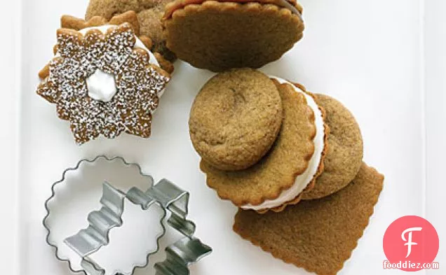 Lemon Meringue-filled Gingersnap Snowflake Cookies
