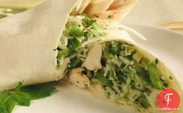 Chicken and Mint Coleslaw Wraps