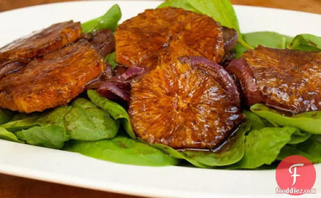Oranges, Caramelized Red Onions and Spinach with Balsamic Vinaigrette