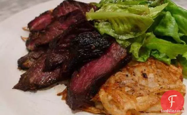 Cook the Book: Grilled Hanger Steak with Korean Flavors and Spicy Potato Pancakes