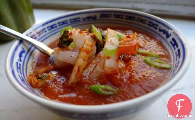 Cook the Book: Kimchi Gazpacho with Shrimp
