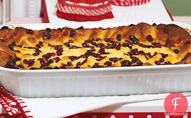 White-Chocolate and Cranberry Bread Pudding