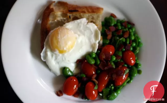 Dinner Tonight: Fava Bean Salad with Toast and Poached Egg