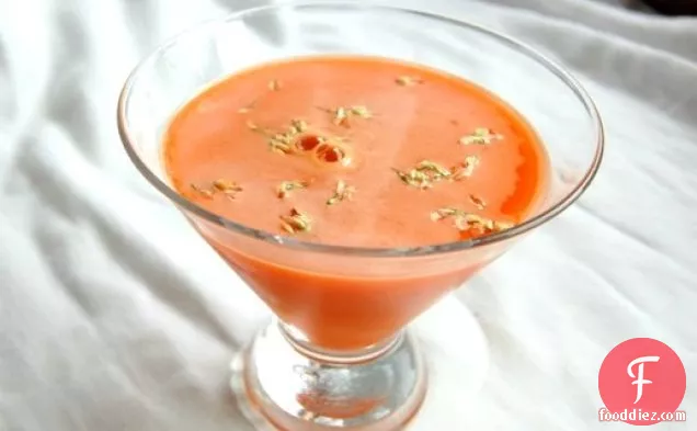 Orange-Infused Vodka with Carrot Juice and Clover Blossoms