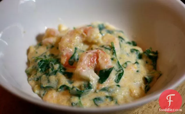 Dinner Tonight: Shrimp and Grits with Arugula