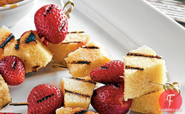 Grilled Berries and Pound Cake with Bourbon-Butterscotch Sauce