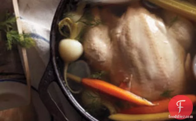 रूट सब्जियों के साथ उबला हुआ चिकन