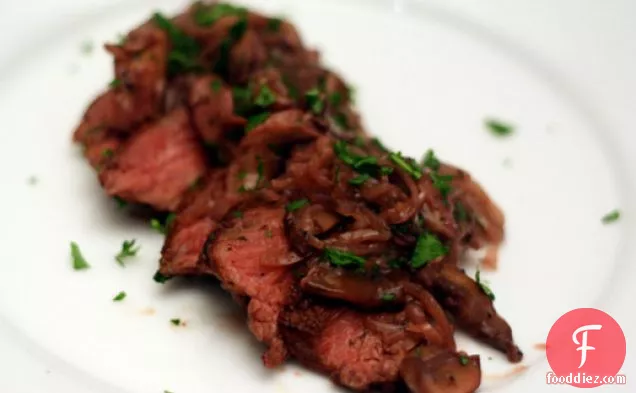 Dinner Tonight: Hanger Steak with Shallots and Mushrooms