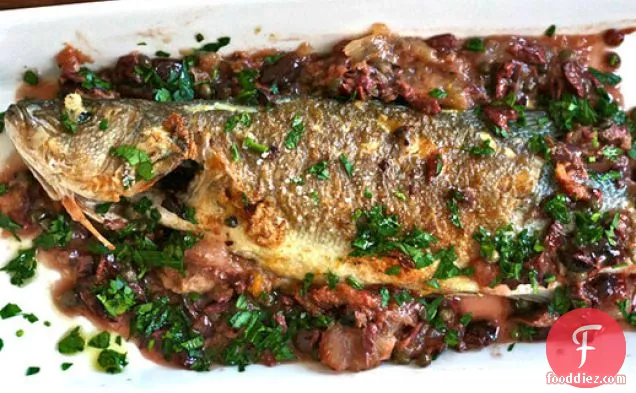 रात का खाना आज रात: जैतून के साथ पैन-भुना हुआ पूरी मछली