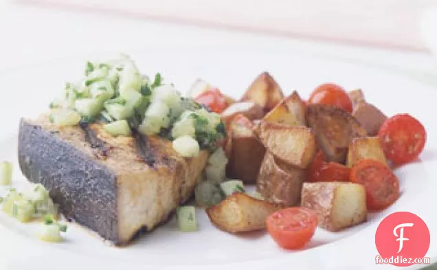 Grilled Swordfish with Cucumber Lime Salsa