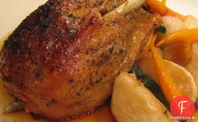 Slow Roasted Duck With Turnips And Carrots