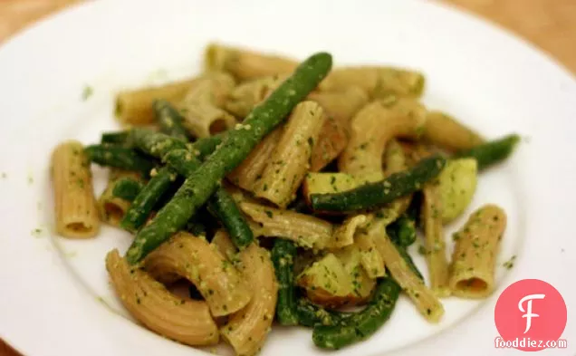 Dinner Tonight: Pasta with Pesto, Potatoes and Green Beans