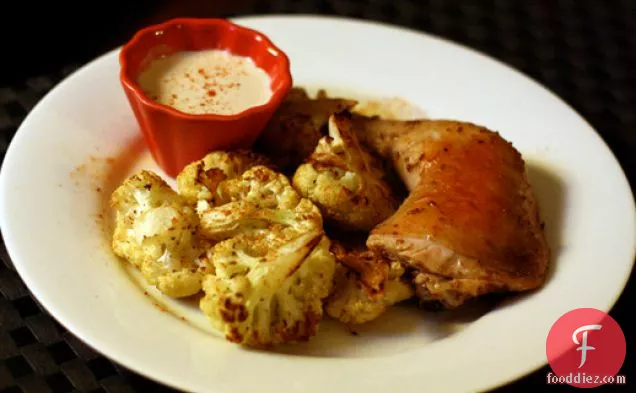 Dinner Tonight: Chicken with Roasted Cauliflower and Tahini Sauce