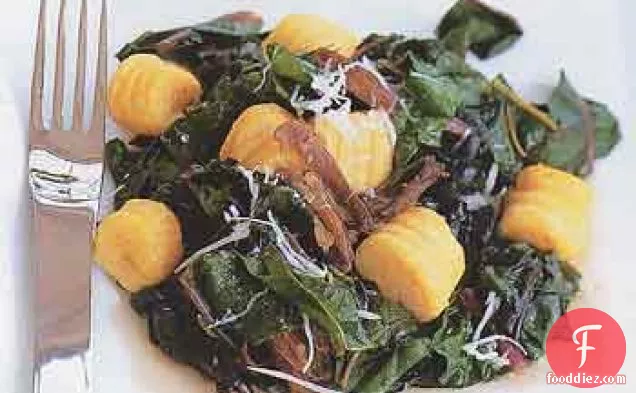 Butternut Squash Gnocchi with Duck Confit and Swiss Chard