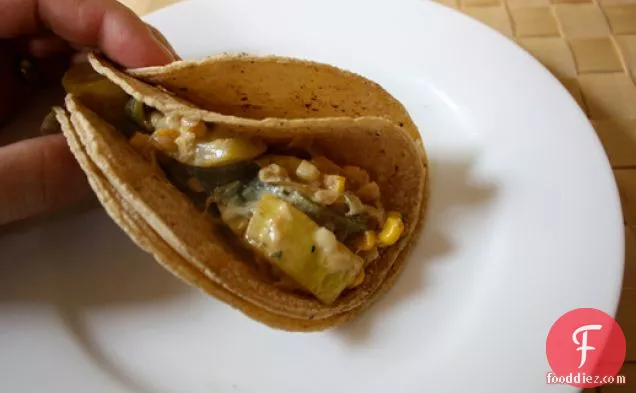 Dinner Tonight: Calabazas Horneadas (Baked Squash, Chiles, and Corn Tacos)