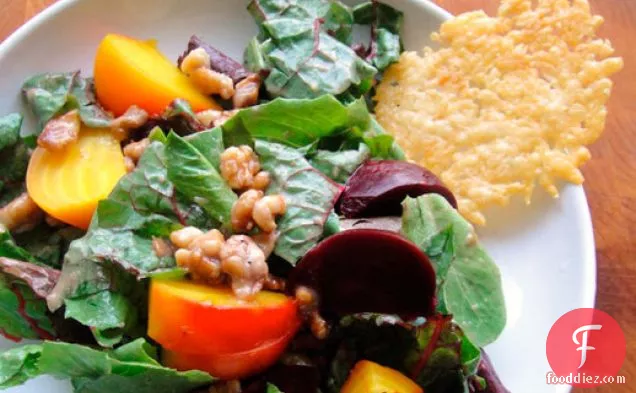 Cook the Book: Roasted Beet Salad with Walnut Dressing and Cheese Crisps