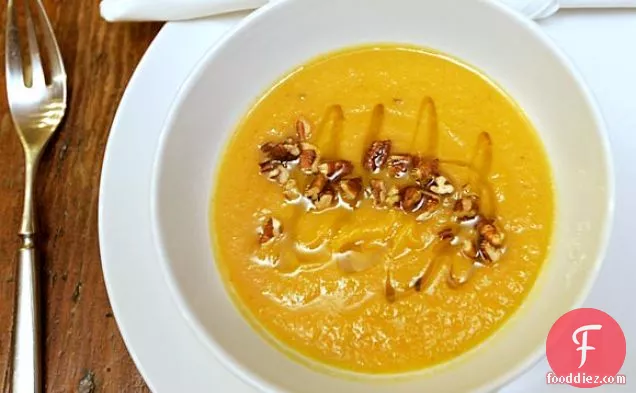Roasted Kabocha Squash And Celery Root Soup With Maple Syrup An